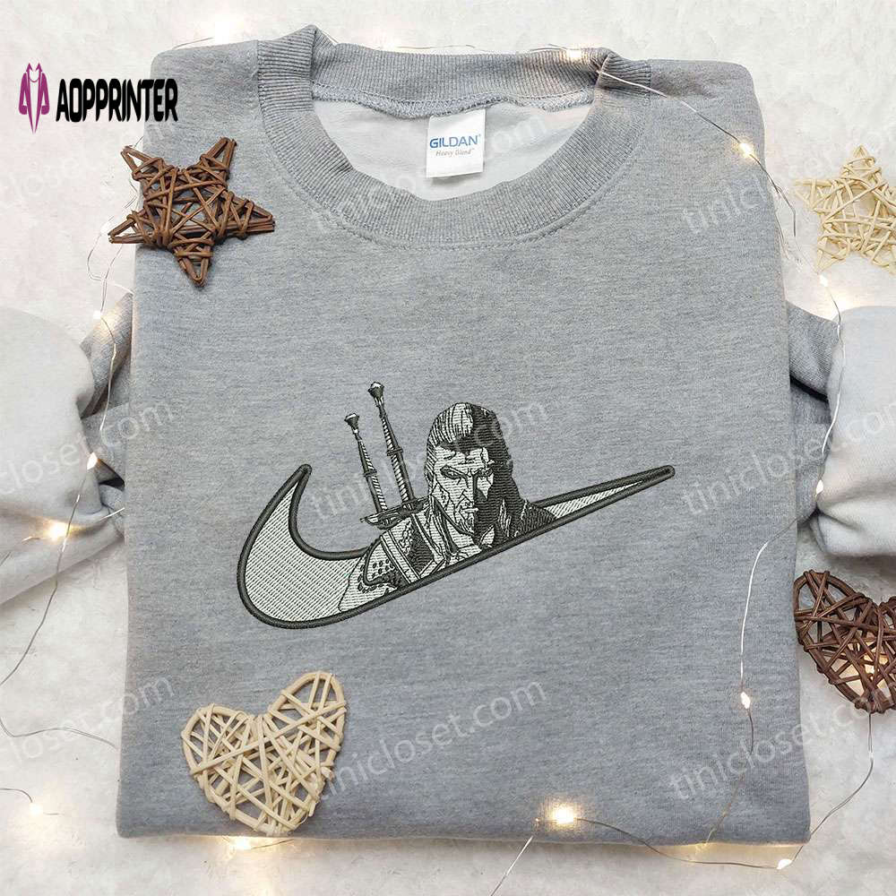 Geralt x Nike Embroidered Shirt: Custom Design Inspired by Geralt of Rivia Limited Edition Geralt x Nike Embroidered Shirt: Custom Design Inspired by Geralt of Rivia Limited Edition