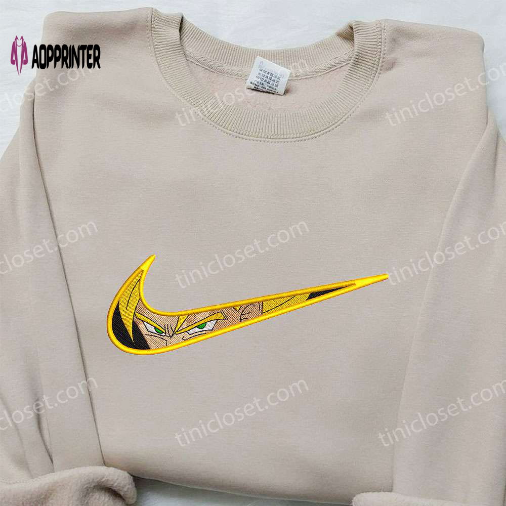 Goku Super Saiyan 2 x Nike Swoosh Embroidered Sweatshirt Dragon Ball Shirt Nike Inspired Goku Super Saiyan 2 x Nike Swoosh Embroidered Sweatshirt Dragon Ball Shirt Nike Inspired