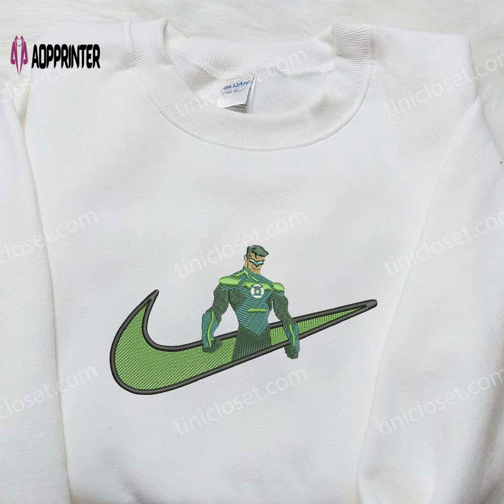 Green Lantern x Nike Embroidered Shirt: American Comic Strip Superhero Inspired Tee Green Lantern x Nike Embroidered Shirt: American Comic Strip Superhero Inspired Tee