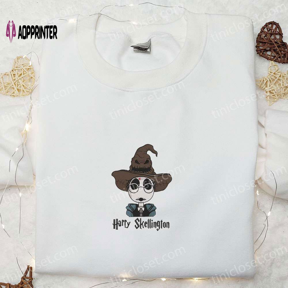 Harry Skellington Wizard Halloween Embroidered Shirt & Sweatshirt: Best Halloween Gifts Harry Skellington Wizard Halloween Embroidered Shirt & Sweatshirt: Best Halloween Gifts