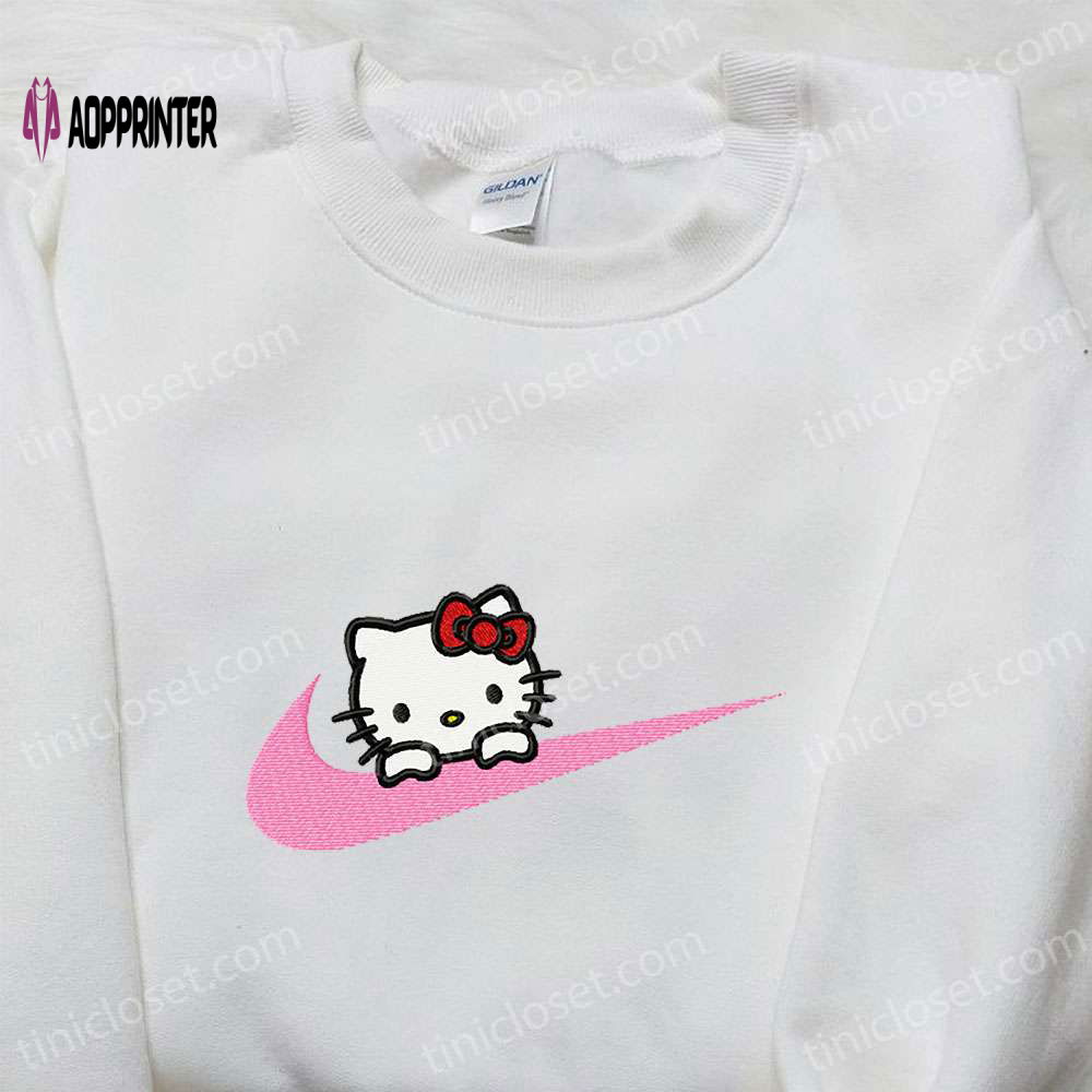 Hello Kitty x Nike Cartoon Embroidered Shirt: Stylish Collaboration with Nike Swoosh & Hello Kitty Hello Kitty x Nike Cartoon Embroidered Shirt: Stylish Collaboration with Nike Swoosh & Hello Kitty
