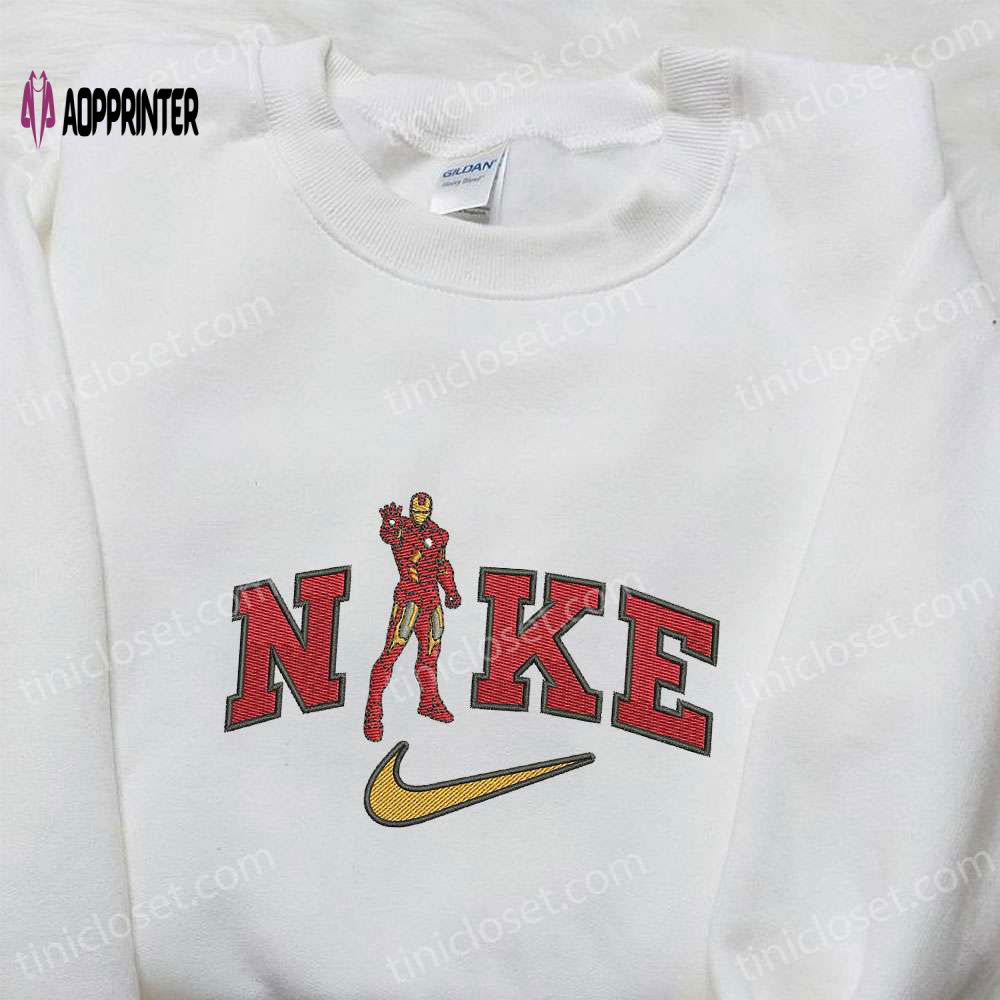 Iron Man x Nike Movie Embroidered Sweatshirt – Marvel Universe and Nike Inspired Shirt Iron Man x Nike Movie Embroidered Sweatshirt – Marvel Universe and Nike Inspired Shirt