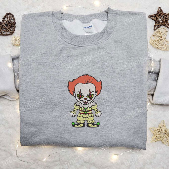 Pennywise Balloon Embroidered Sweatshirt & Hoodie: Perfect Halloween Gifts for Family