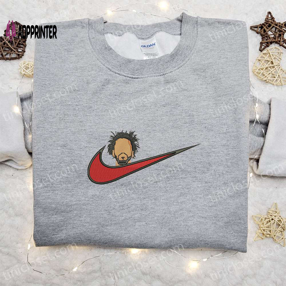 J Cole x Nike Swoosh Embroidered Shirt – Celebrity & Nike Inspired Design J Cole x Nike Swoosh Embroidered Shirt – Celebrity & Nike Inspired Design