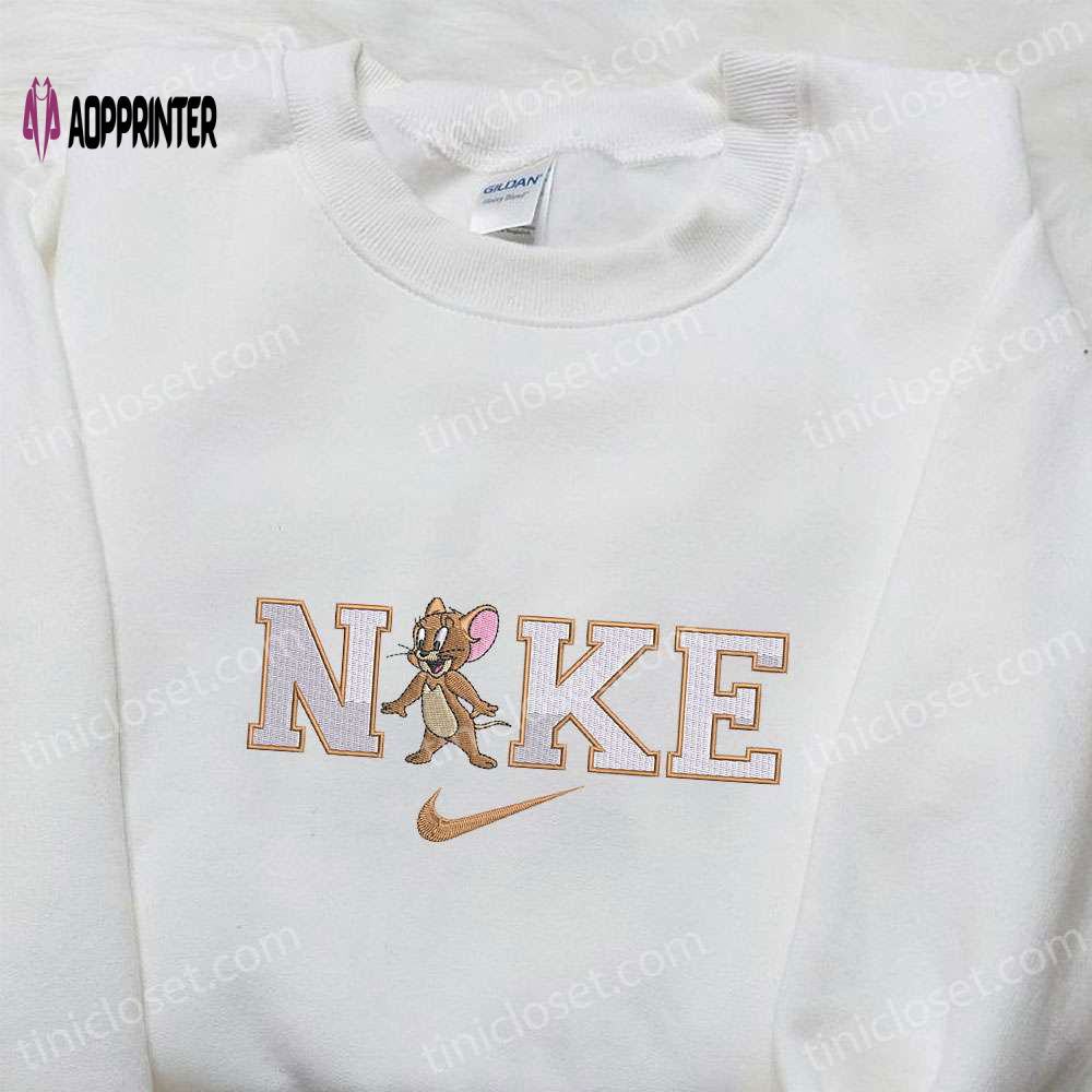 Jerry x Nike Cartoon Embroidered Shirt: Tom and Jerry Inspired Nike Shirt Jerry x Nike Cartoon Embroidered Shirt: Tom and Jerry Inspired Nike Shirt