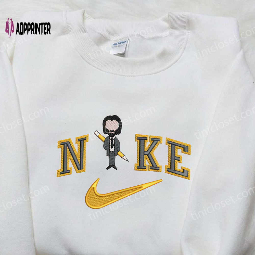 John Wick Nike Embroidered Shirt: Movie Trending Tee John Wick Nike Embroidered Shirt: Movie Trending Tee