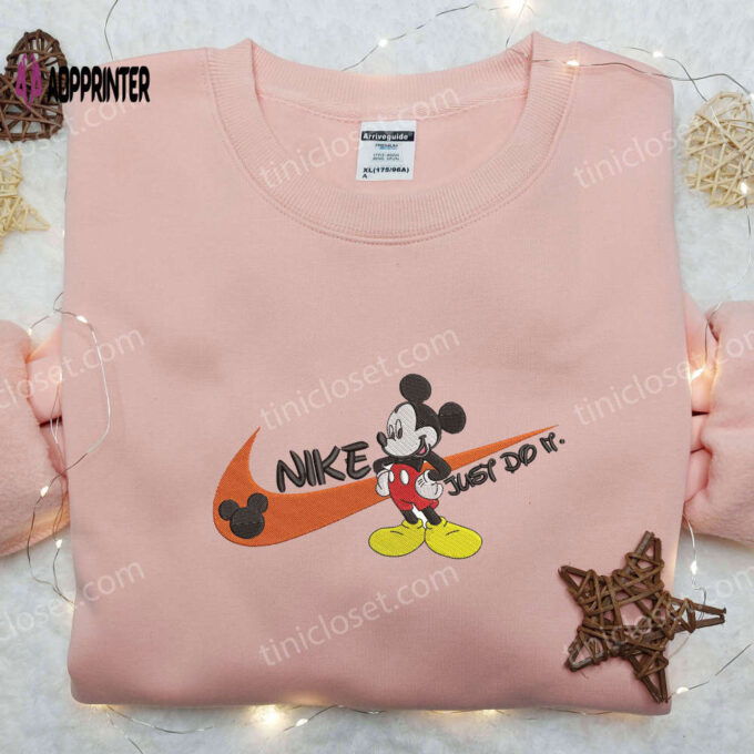 Just Do It Nike Mickey Mouse Shirt & Disney Hoodie: Inspired Family Embroidered Apparel