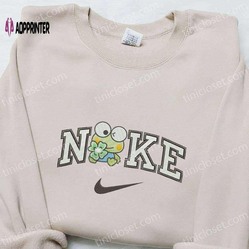 Keroppi Flower x Nike Embroidered Sweatshirt: Cartoon & Nike Inspired Shirt Keroppi Flower x Nike Embroidered Sweatshirt: Cartoon & Nike Inspired Shirt