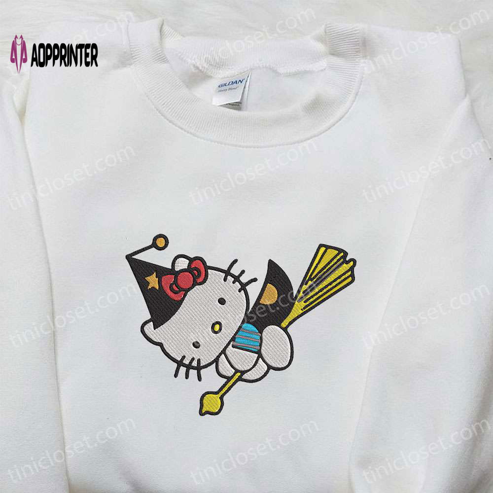 Kitty Witch Embroidered Sweatshirt Halloween Hoodie & T-shirt: Adorable Spirit Halloween Apparel Kitty Witch Embroidered Sweatshirt Halloween Hoodie & T-shirt: Adorable Spirit Halloween Apparel