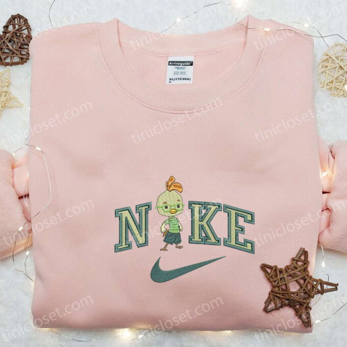 Little Chicken x Nike Cartoon Embroidered Shirt: Disney Characters & Nike Inspired Design