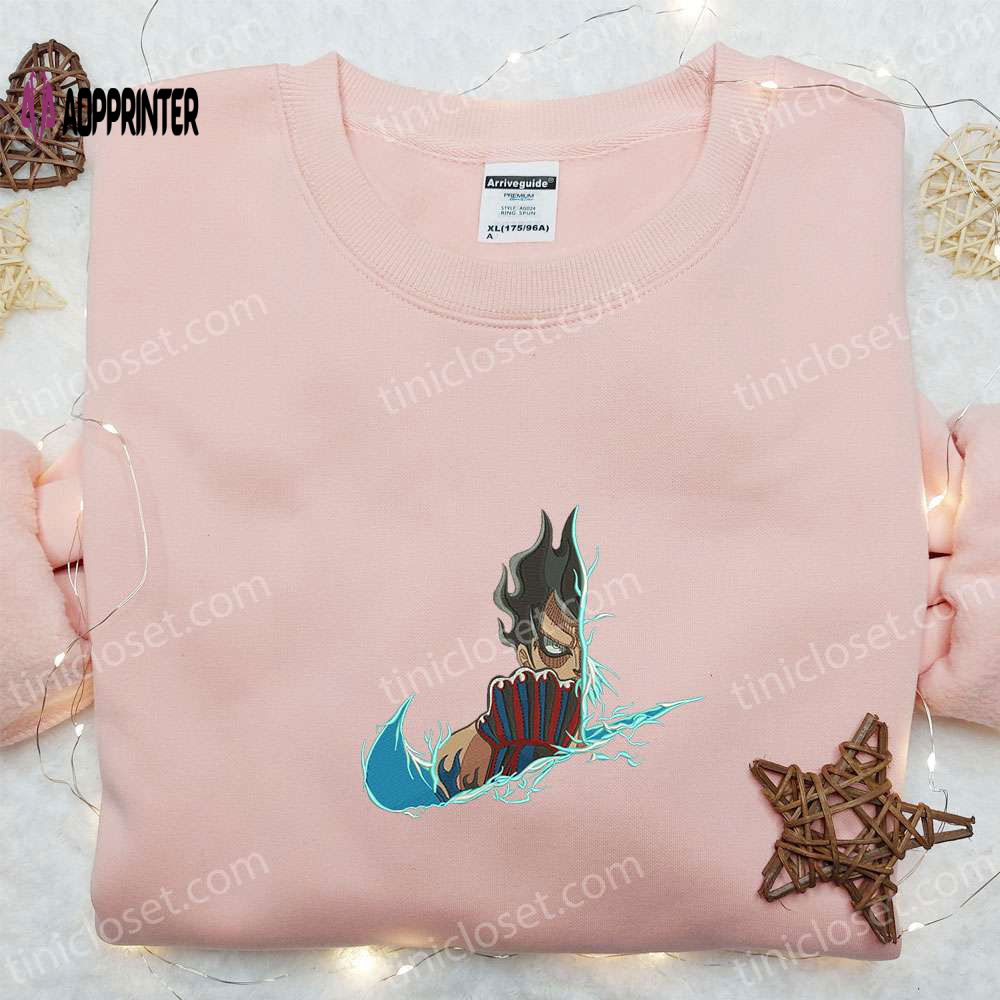 Luffy Gear 4 x Nike Anime Embroidered Shirt & Hoodie: Custom One Piece Nike T-Shirt Luffy Gear 4 x Nike Anime Embroidered Shirt & Hoodie: Custom One Piece Nike T-Shirt