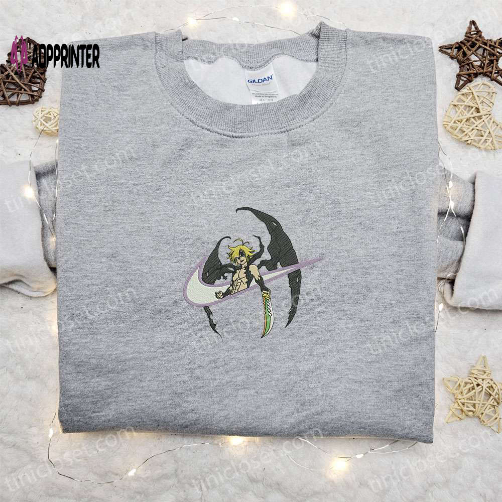 Meliodas x Nike Swoosh Anime Tshirt: Seven Deadly Sins Embroidered Shirt Nike Inspired Meliodas x Nike Swoosh Anime Tshirt: Seven Deadly Sins Embroidered Shirt Nike Inspired