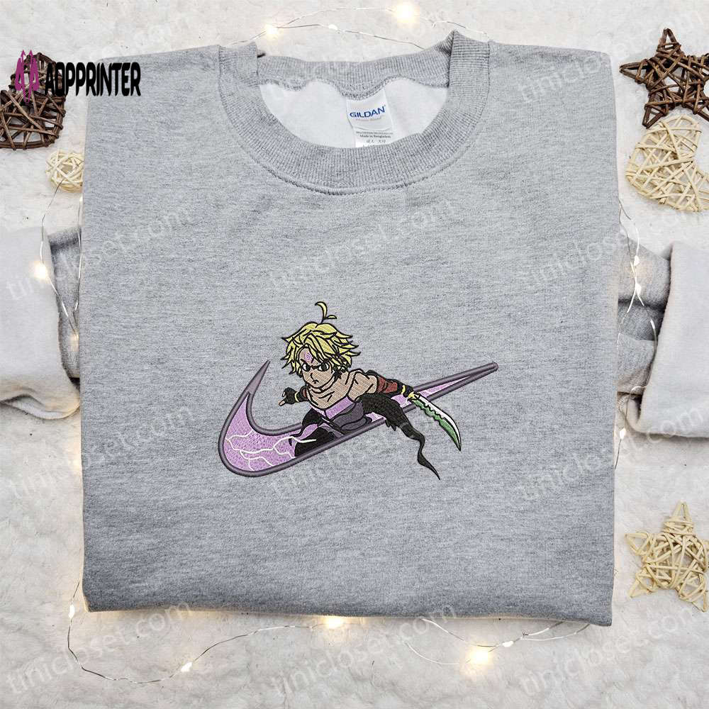 Meliodas x Swoosh Anime Embroidered Shirt: The Seven Deadly Sins Nike Inspired Tee Meliodas x Swoosh Anime Embroidered Shirt: The Seven Deadly Sins Nike Inspired Tee