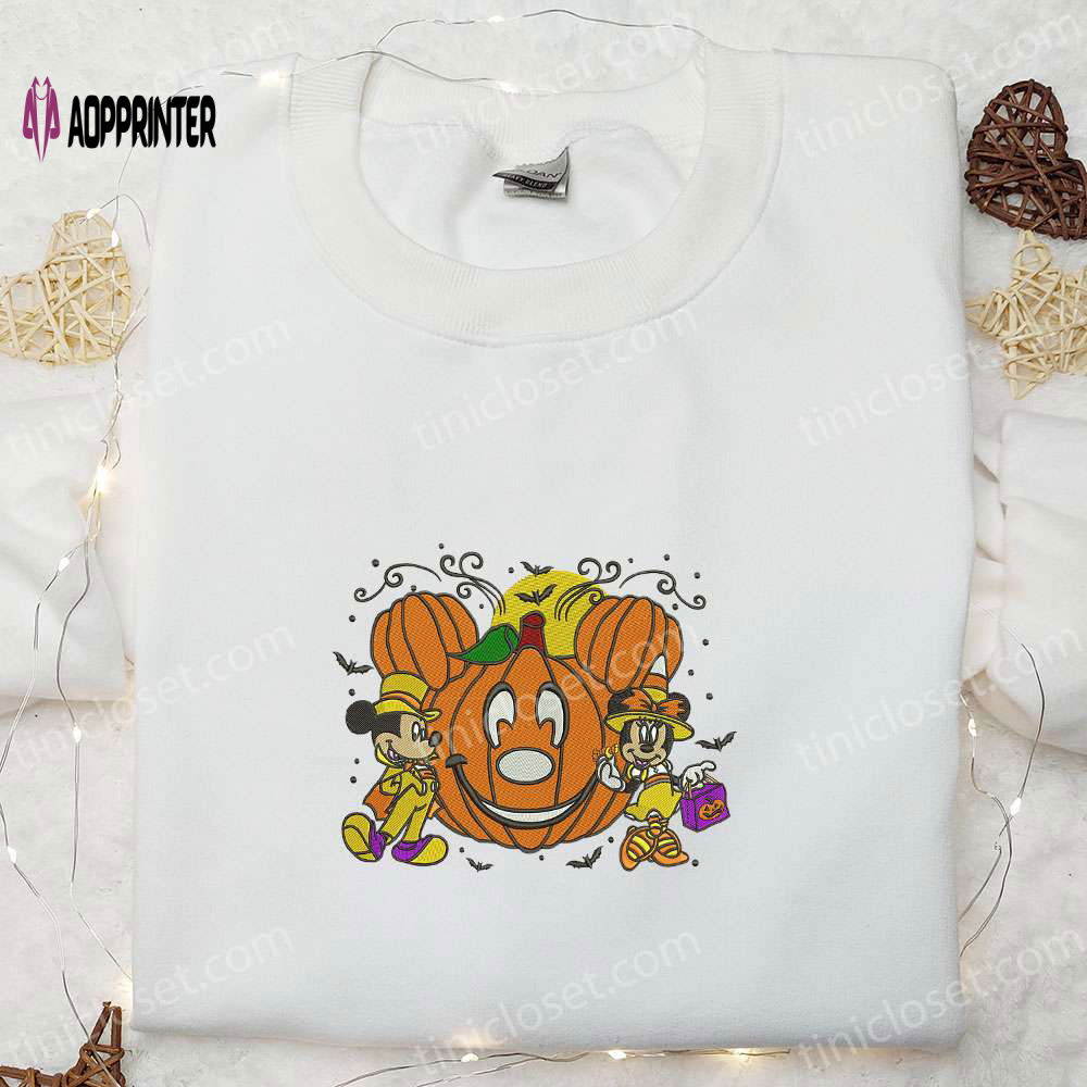Mickey Minnie Halloween Pumpkin Embroidered Shirt: Best Disney Halloween Gifts for Family Mickey Minnie Halloween Pumpkin Embroidered Shirt: Best Disney Halloween Gifts for Family