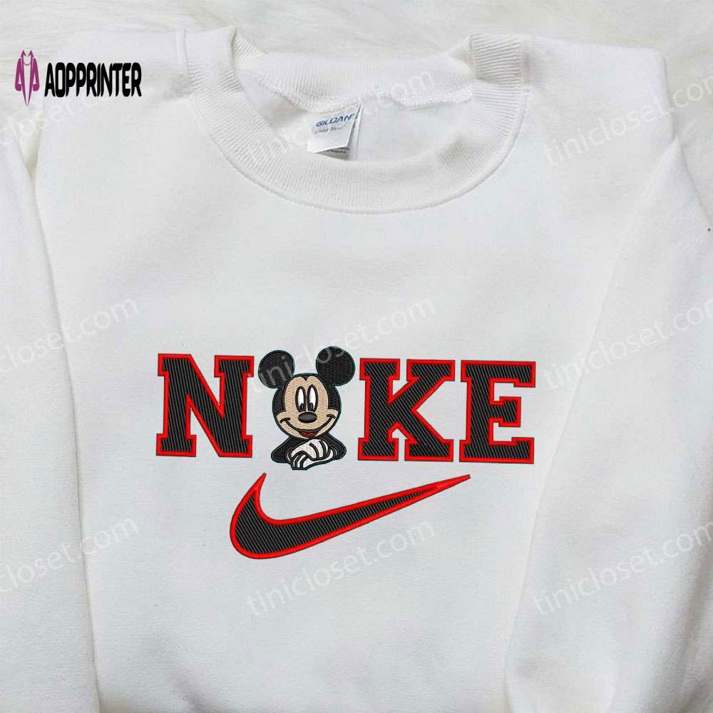 Mickey Mouse x Nike Embroidered Sweatshirt: Disney Shirt with Nike Inspiration Mickey Mouse x Nike Embroidered Sweatshirt: Disney Shirt with Nike Inspiration