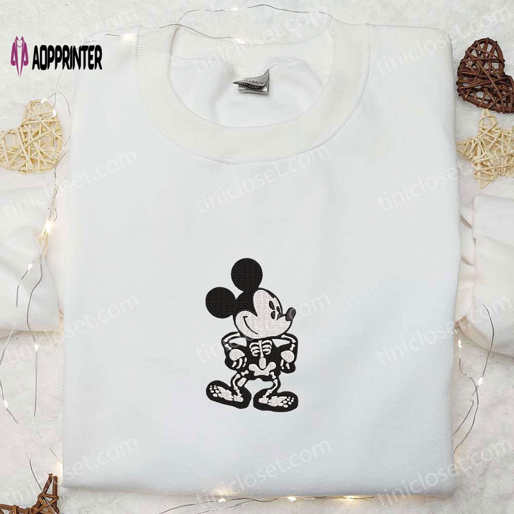 Mickey Skeleton Halloween Embroidered Shirt – Spooky Disney Gift for the Whole Family! Mickey Skeleton Halloween Embroidered Shirt – Spooky Disney Gift for the Whole Family!