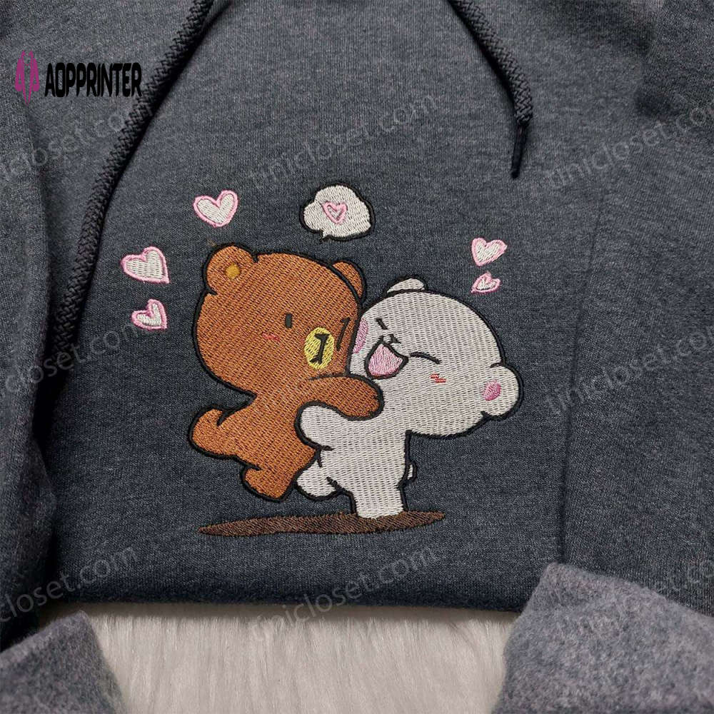 Milk & Mocha Couple Embroidered Shirt: Adorable Cartoon Bear Design Perfect for Couples – Shop Now! Milk & Mocha Couple Embroidered Shirt: Adorable Cartoon Bear Design Perfect for Couples – Shop Now!