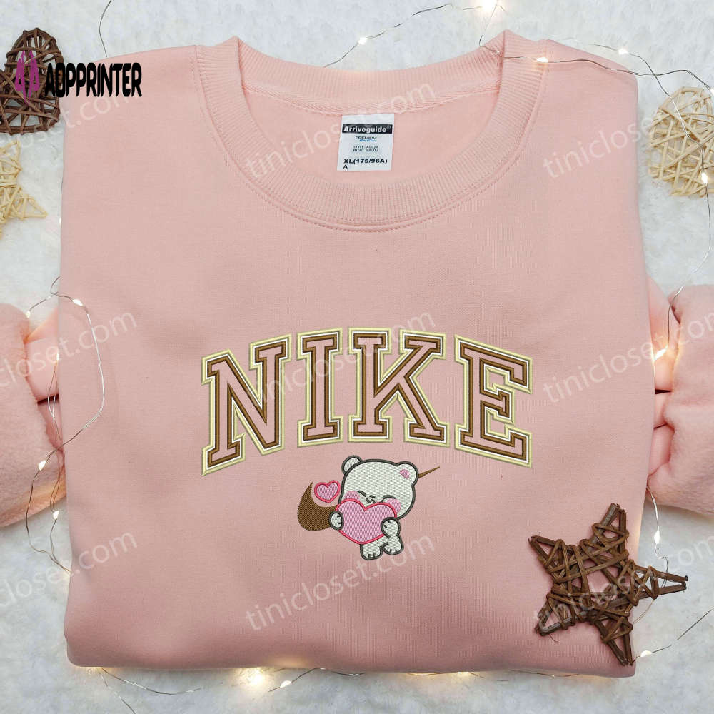 Milk Bear Love x Nike Swoosh Embroidered Shirt – Cartoon & Nike Embroidered Shirt Milk Bear Love x Nike Swoosh Embroidered Shirt – Cartoon & Nike Embroidered Shirt