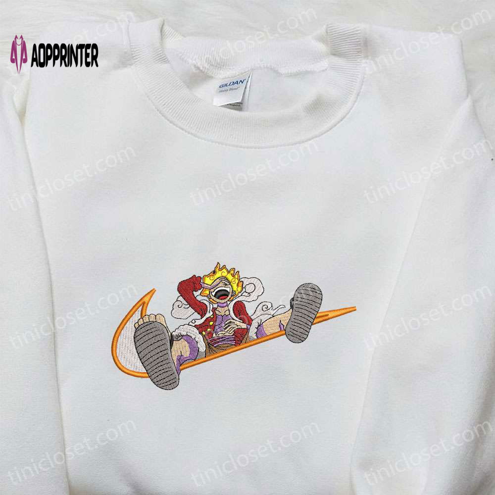 Monkey D Luffy Gear 5 x Nike Swoosh Anime Hoodie: One Piece Embroidered Shirt Nike Inspired – Shop Now! Monkey D Luffy Gear 5 x Nike Swoosh Anime Hoodie: One Piece Embroidered Shirt Nike Inspired – Shop Now!