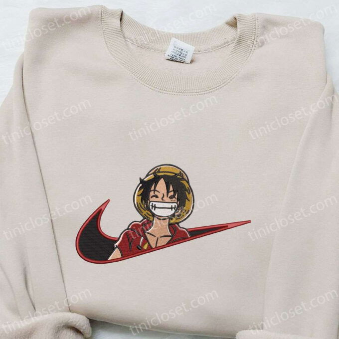 Monkey D Luffy Laughing x Swoosh Embroidered Sweatshirt – Cool Anime Clothing