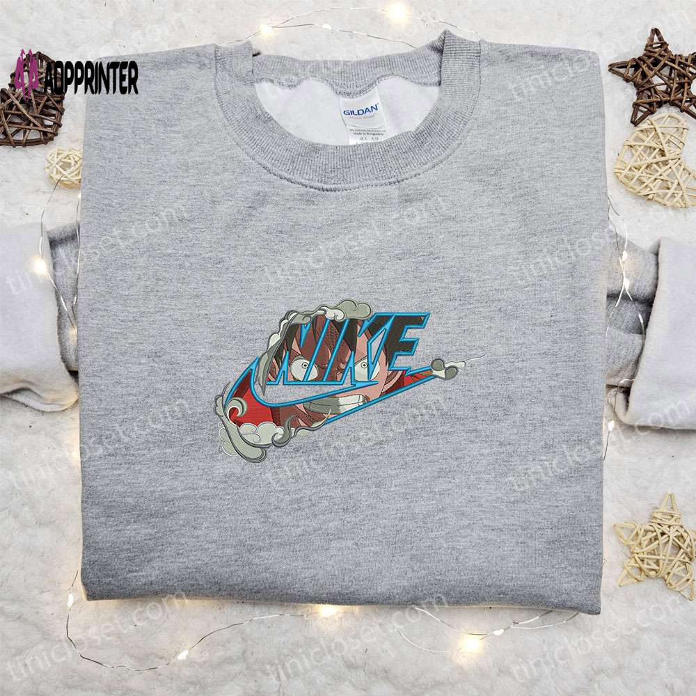 Monkey D Luffy Wano Arc x Nike Anime Sweatshirt – One Piece Embroidered Shirt Nike Inspired Monkey D Luffy Wano Arc x Nike Anime Sweatshirt – One Piece Embroidered Shirt Nike Inspired