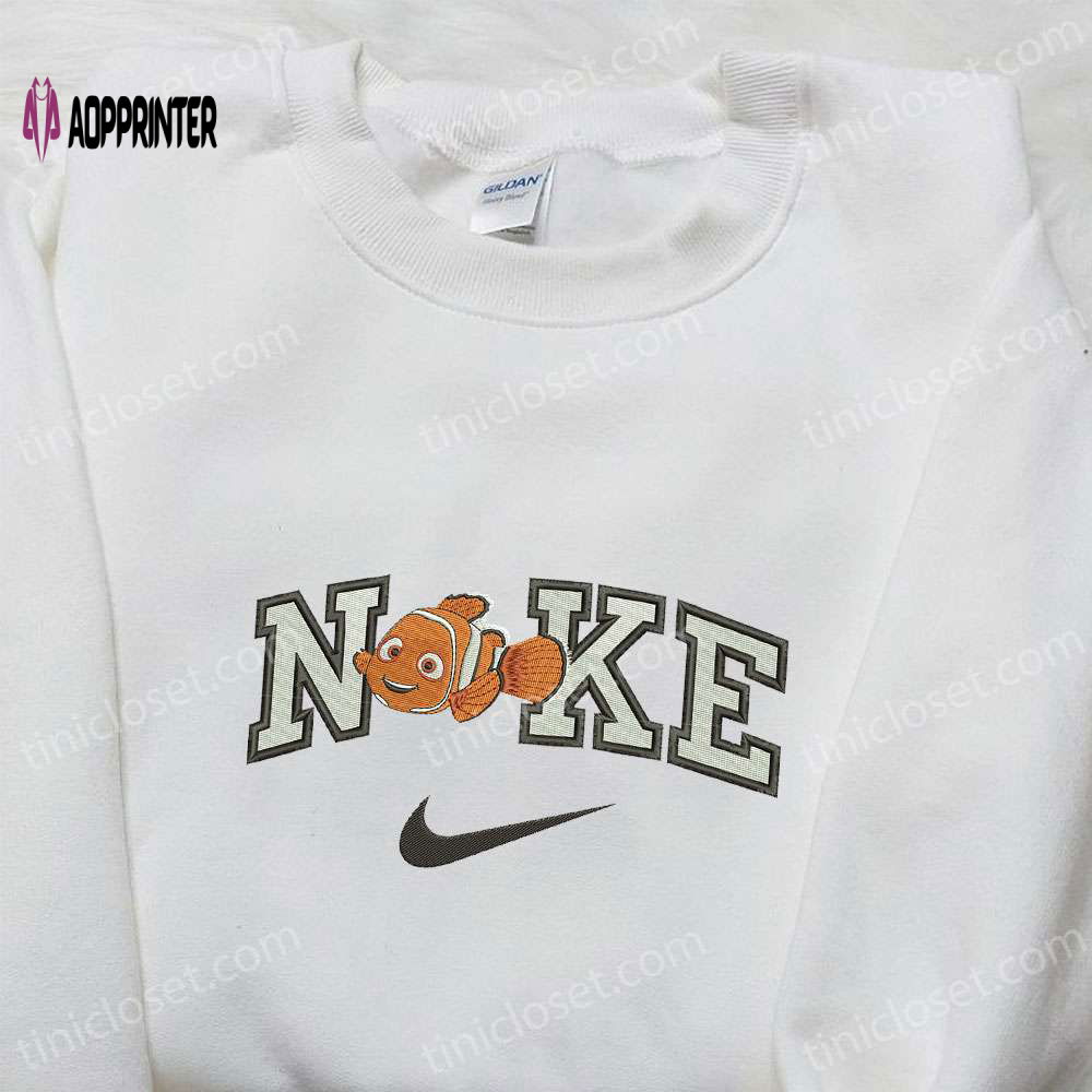 Nemo x Nike Cartoon Sweatshirt: Disney Characters Embroidered Shirt Nike Inspired Design Nemo x Nike Cartoon Sweatshirt: Disney Characters Embroidered Shirt Nike Inspired Design
