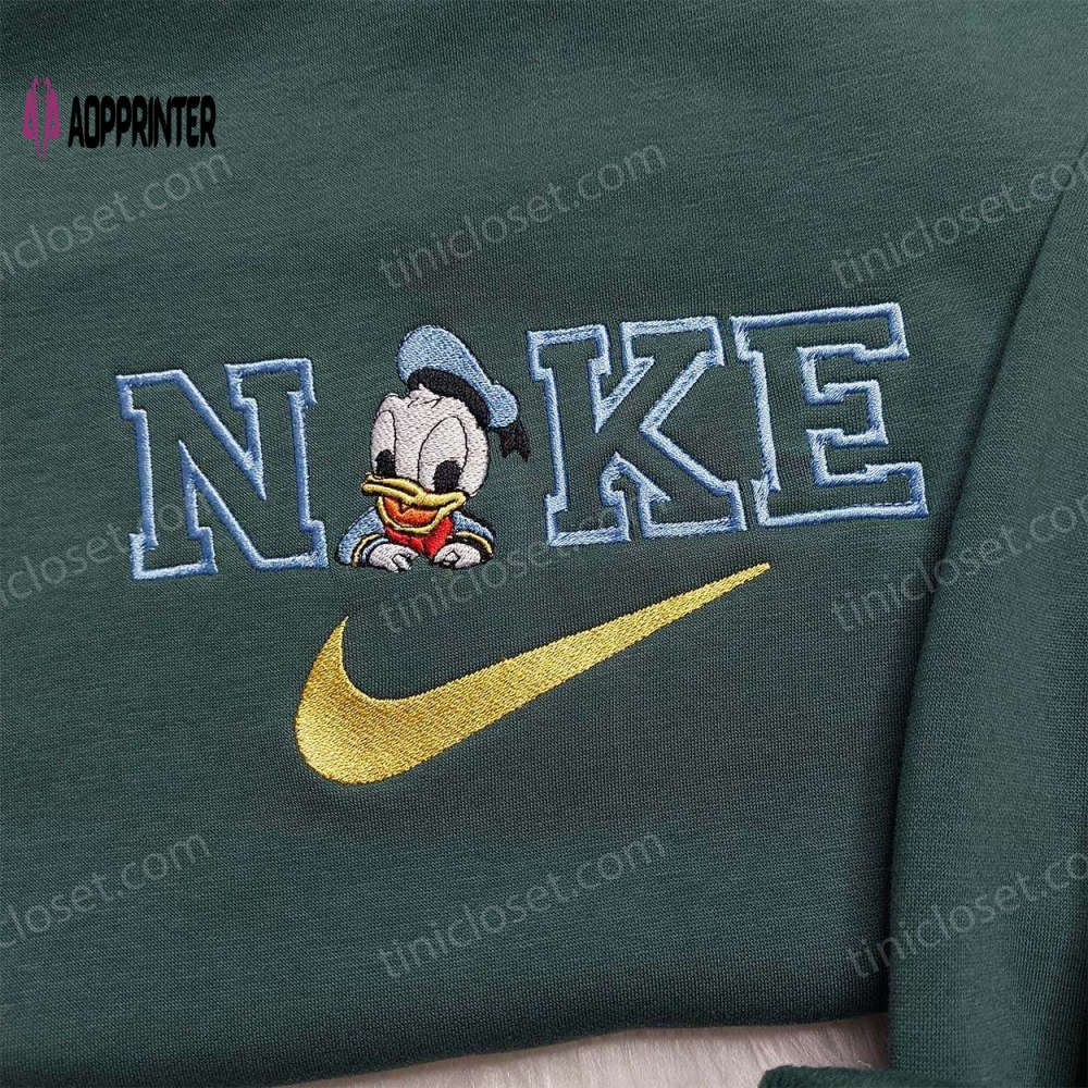 Disney Donald Duck Embroidered Sweatshirt: Nike-Inspired Hoodie for Family Disney Donald Duck Embroidered Sweatshirt: Nike-Inspired Hoodie for Family