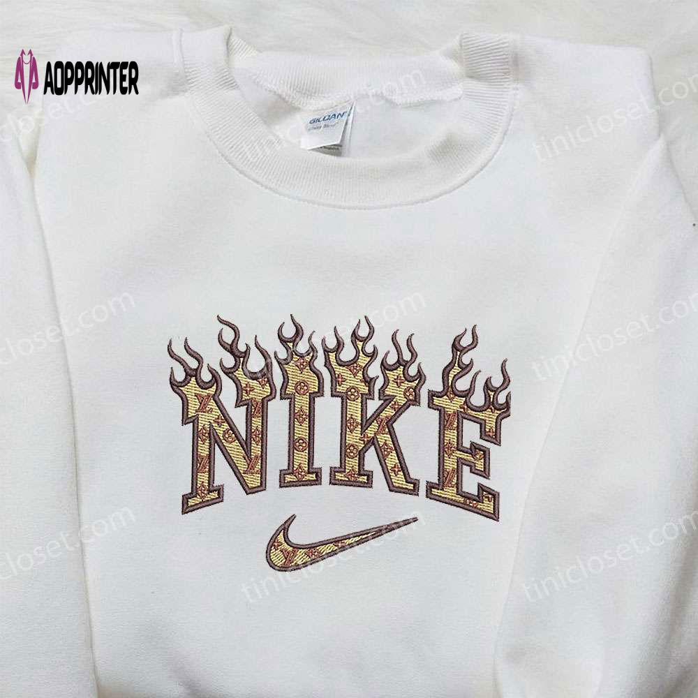 Flame x Louis Vuitton Embroidered Shirt: Custom Nike Gift for Family Flame x Louis Vuitton Embroidered Shirt: Custom Nike Gift for Family