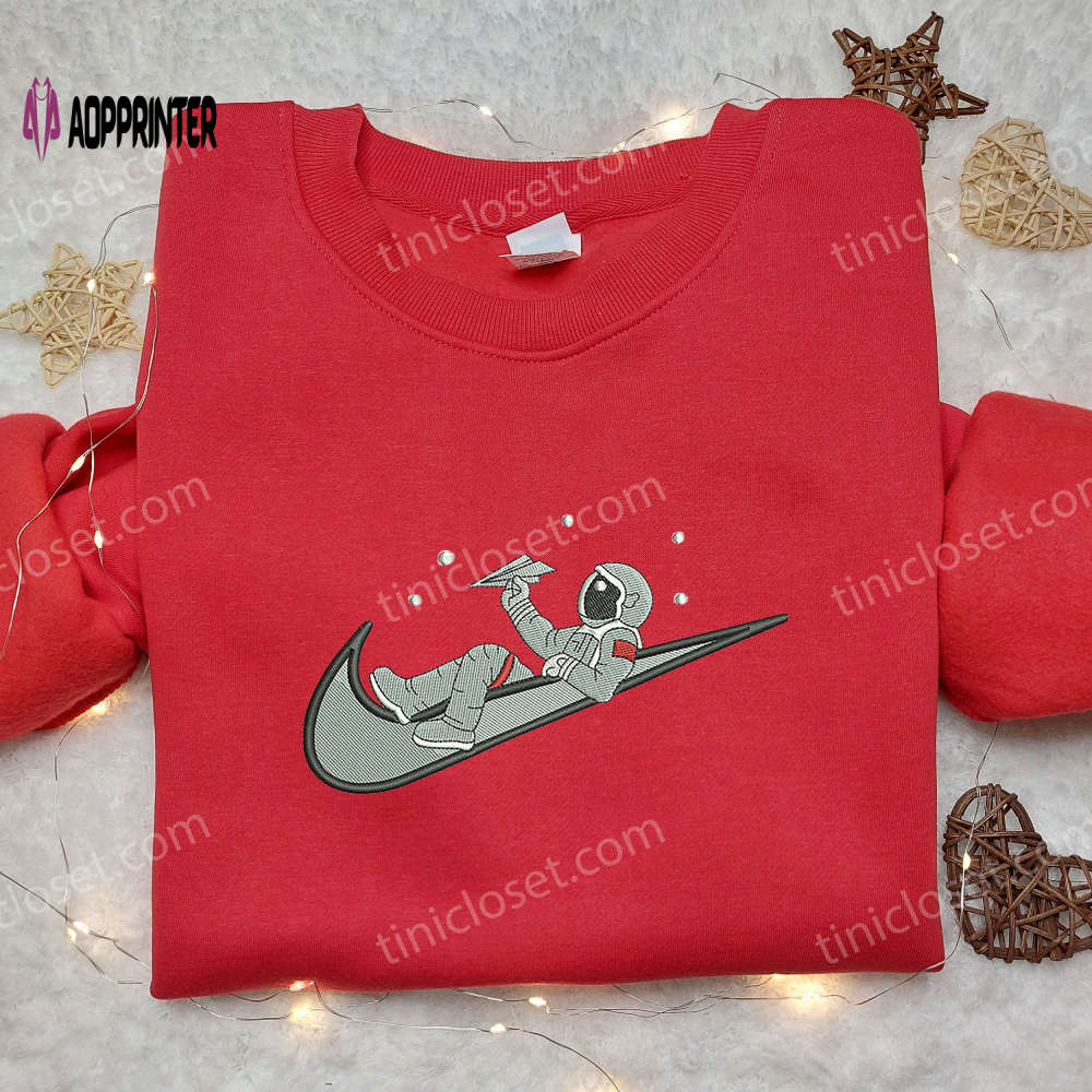 Nike x Astronaut Fly Embroidered Shirt – Unique Nike & Anime Design Nike x Astronaut Fly Embroidered Shirt – Unique Nike & Anime Design