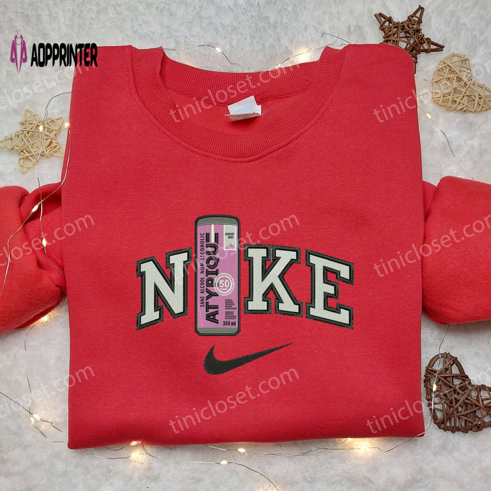Nike x Atypique Alcohol Embroidered Shirt – Stylish Nike and Drink Inspired Design Nike x Atypique Alcohol Embroidered Shirt – Stylish Nike and Drink Inspired Design