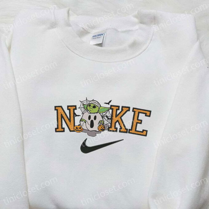 Nike x Baby Yoda Halloween Pumpkin Embroidered Shirt: Spooky Nike Inspired Halloween Shirt