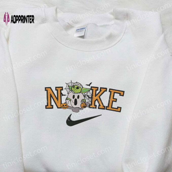 Nike x Baby Yoda Halloween Pumpkin Embroidered Shirt: Spooky Nike Inspired Halloween Shirt