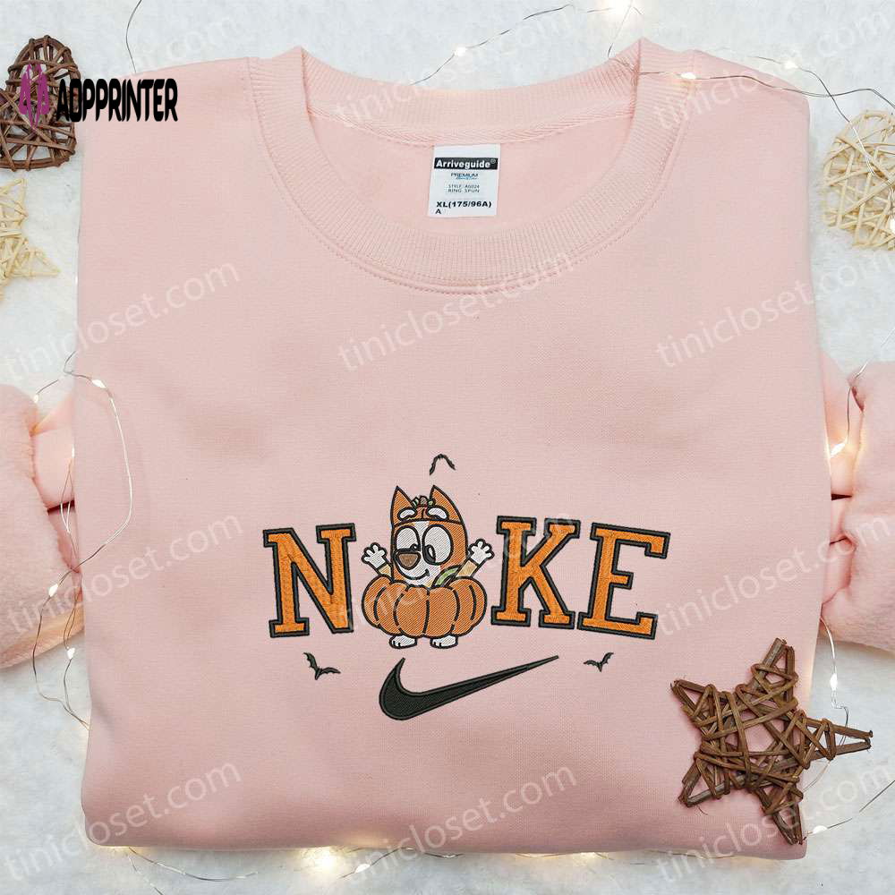 Spooky Halloween Nike x Bingo Heeler Embroidered Sweatshirt: Cute Pumpkin Hoodie & Shirt Spooky Halloween Nike x Bingo Heeler Embroidered Sweatshirt: Cute Pumpkin Hoodie & Shirt