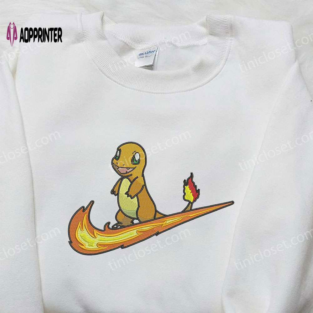 Custom Nike x Charmander Stand Embroidered Shirt – Pokémon Design Custom Nike x Charmander Stand Embroidered Shirt – Pokémon Design