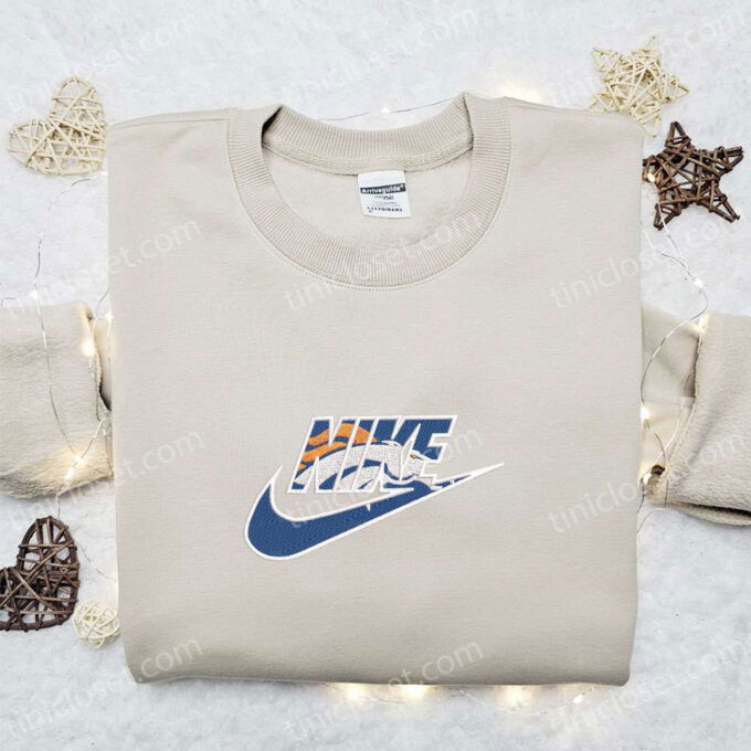 Denver Broncos Logo Embroidered T-Shirt by Nike – Official NFL Sports Tee