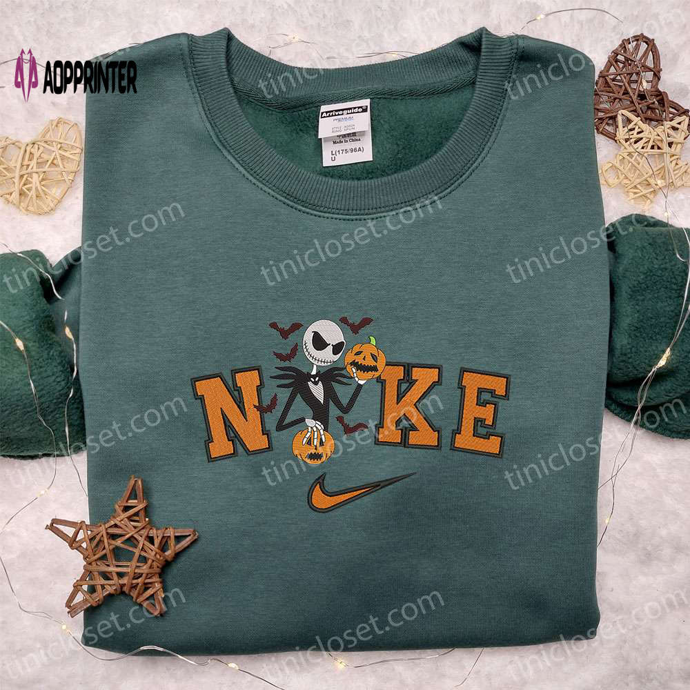 Nike x Jack Skellington Halloween Hoodie & T-Shirt: Nightmare Before Christmas Embroidered Apparel Nike x Jack Skellington Halloween Hoodie & T-Shirt: Nightmare Before Christmas Embroidered Apparel