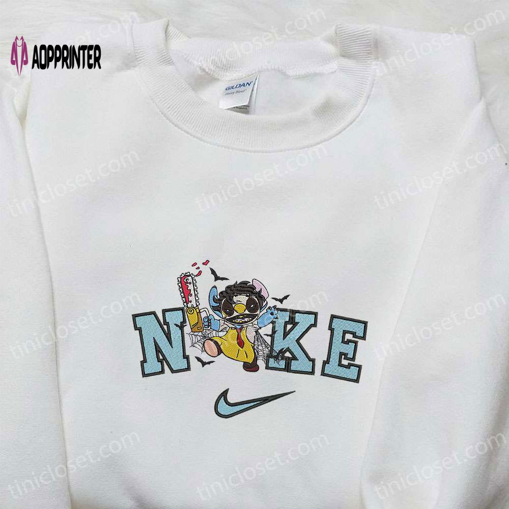 Nike x Leatherface Stitch Sweatshirt Funny Halloween Hoodie Inspired Embroidered T-shirt Nike x Leatherface Stitch Sweatshirt Funny Halloween Hoodie Inspired Embroidered T-shirt