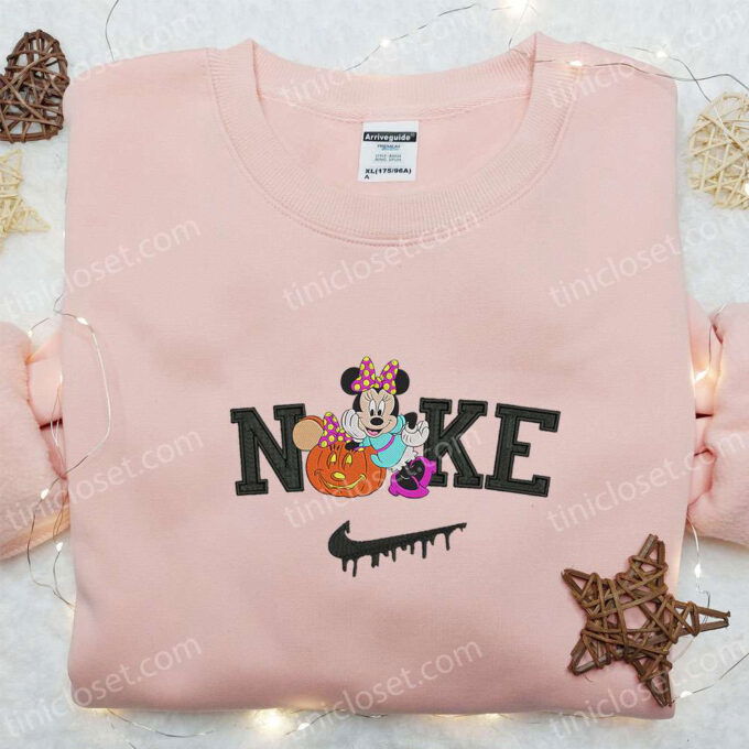 Nike x Minnie Mouse & Pumpkin Embroidered Hoodie – Disney Characters Sweatshirt Perfect Family Gifts