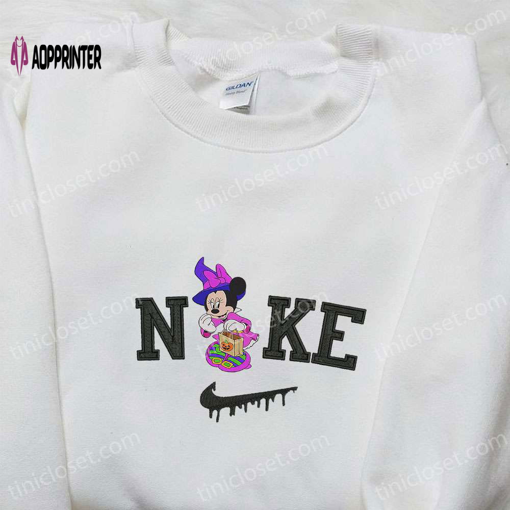Nike x Minnie Witch Halloween Embroidered Shirt & Disney Characters Sweatshirt: Best Family Gifts Nike x Minnie Witch Halloween Embroidered Shirt & Disney Characters Sweatshirt: Best Family Gifts