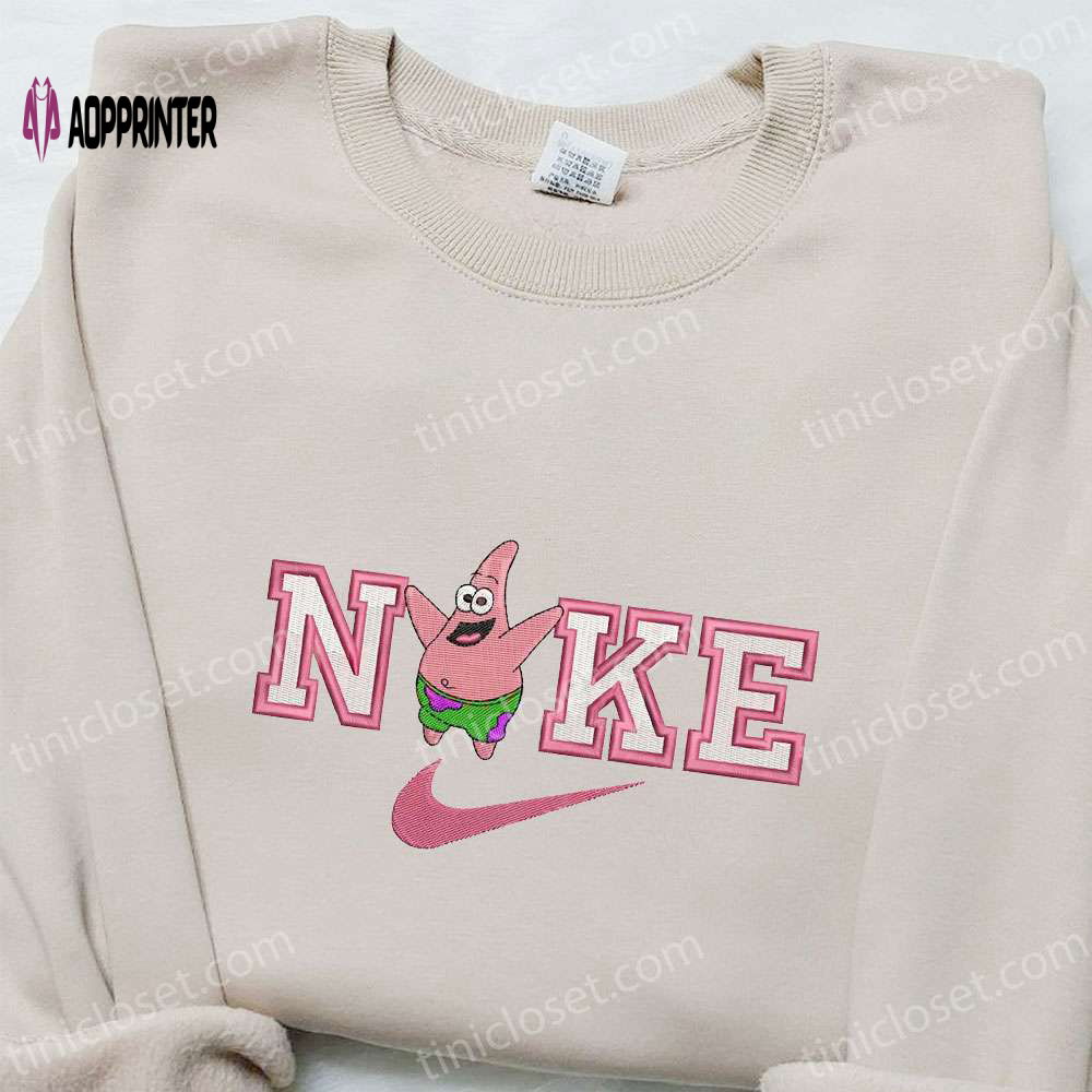 Nike x Patrick Star Cartoon Embroidered Shirt: Disney Characters T-shirt Perfect Family Gift! Nike x Patrick Star Cartoon Embroidered Shirt: Disney Characters T-shirt Perfect Family Gift!