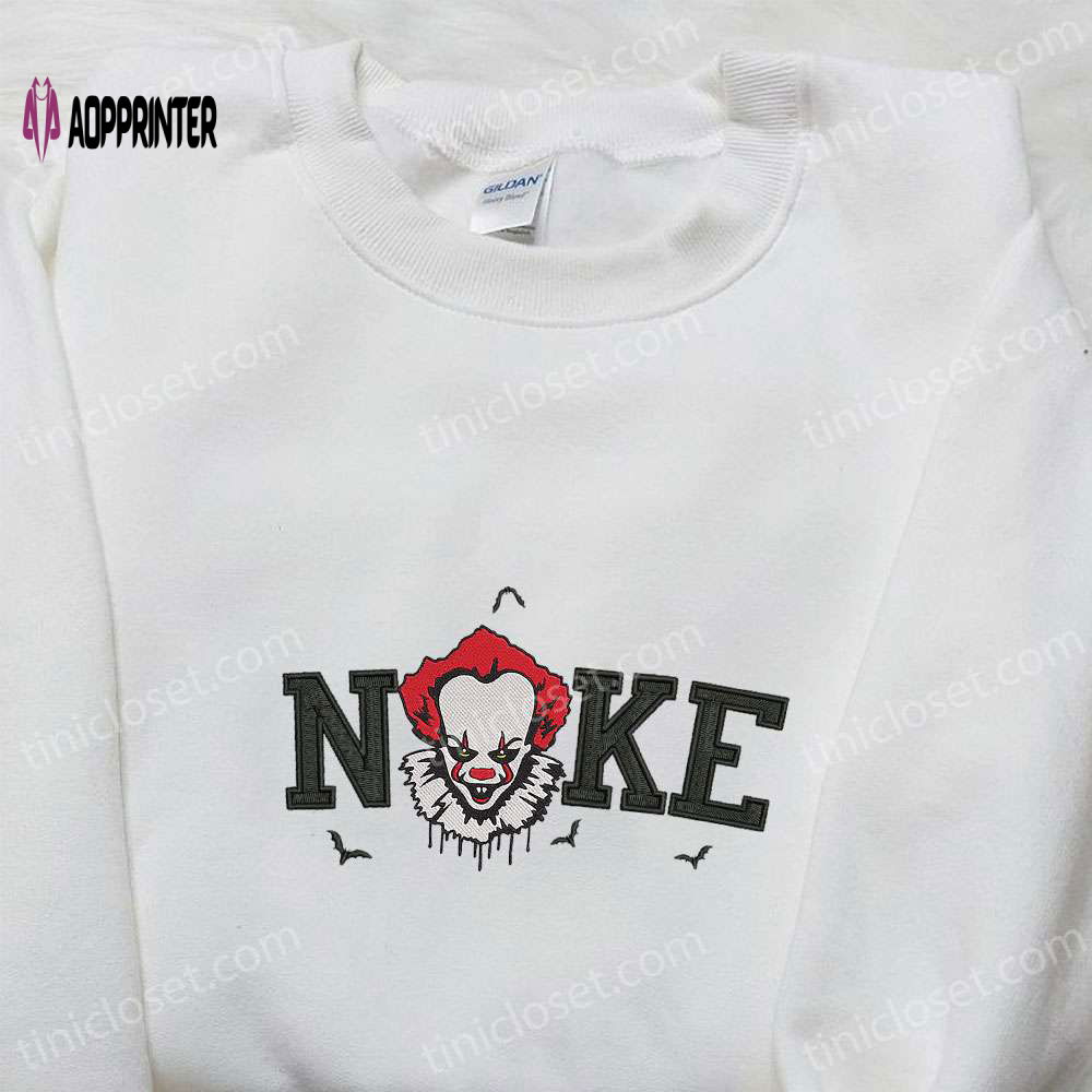 Spooky Nike x Pennywise Face Embroidered Shirt & Hoodie: Perfect Halloween Gifts! Spooky Nike x Pennywise Face Embroidered Shirt & Hoodie: Perfect Halloween Gifts!