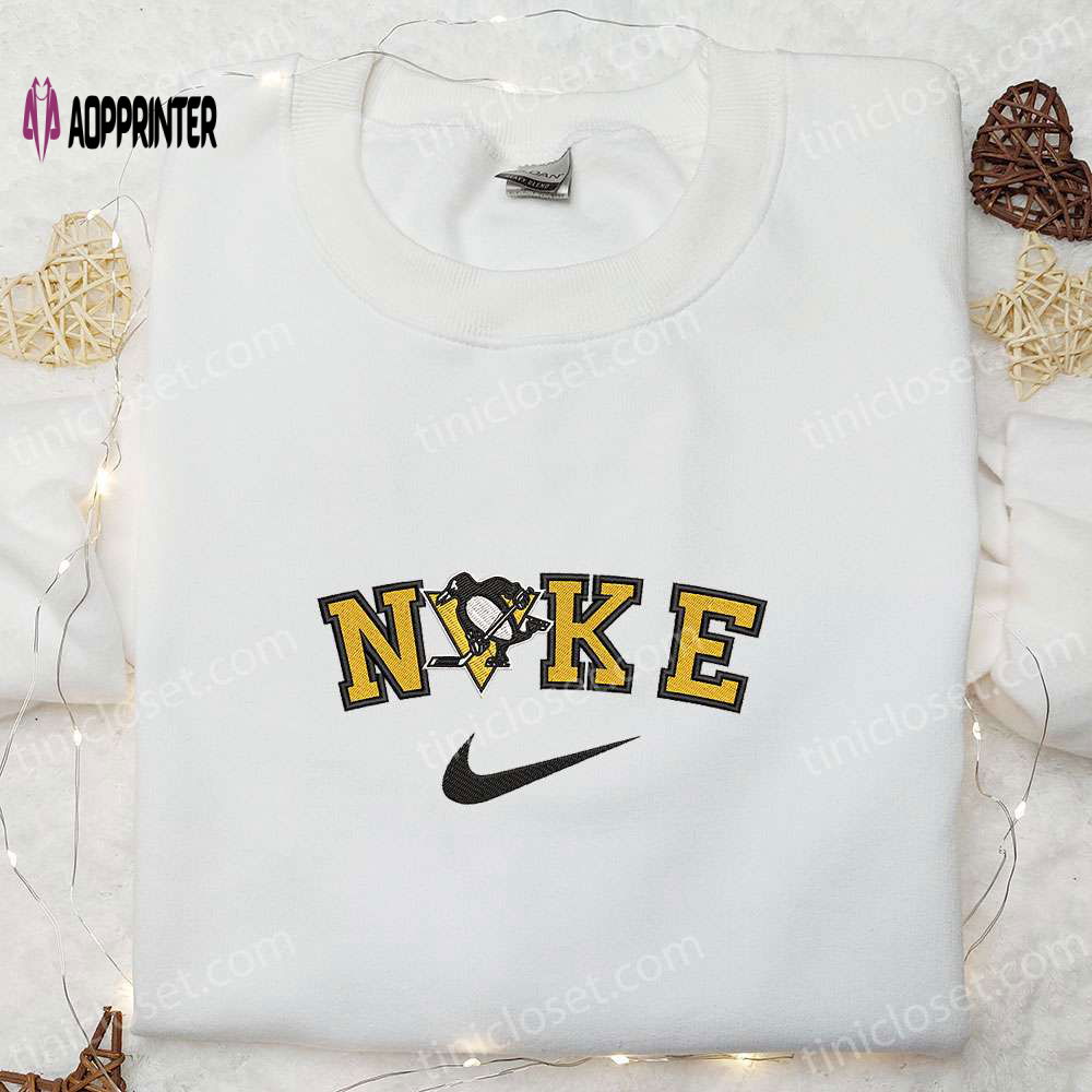 Nike x Pittsburgh Penguins Embroidered Shirt: Custom Sports Tee Nike x Pittsburgh Penguins Embroidered Shirt: Custom Sports Tee