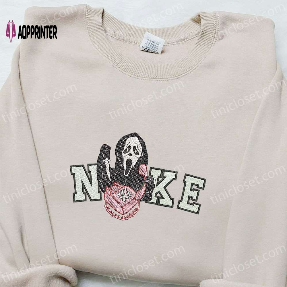 Nike x Scream You Hang Up Ghost Embroidered Shirt: Best Halloween Gift for Nike Inspired Halloween Lovers Nike x Scream You Hang Up Ghost Embroidered Shirt: Best Halloween Gift for Nike Inspired Halloween Lovers