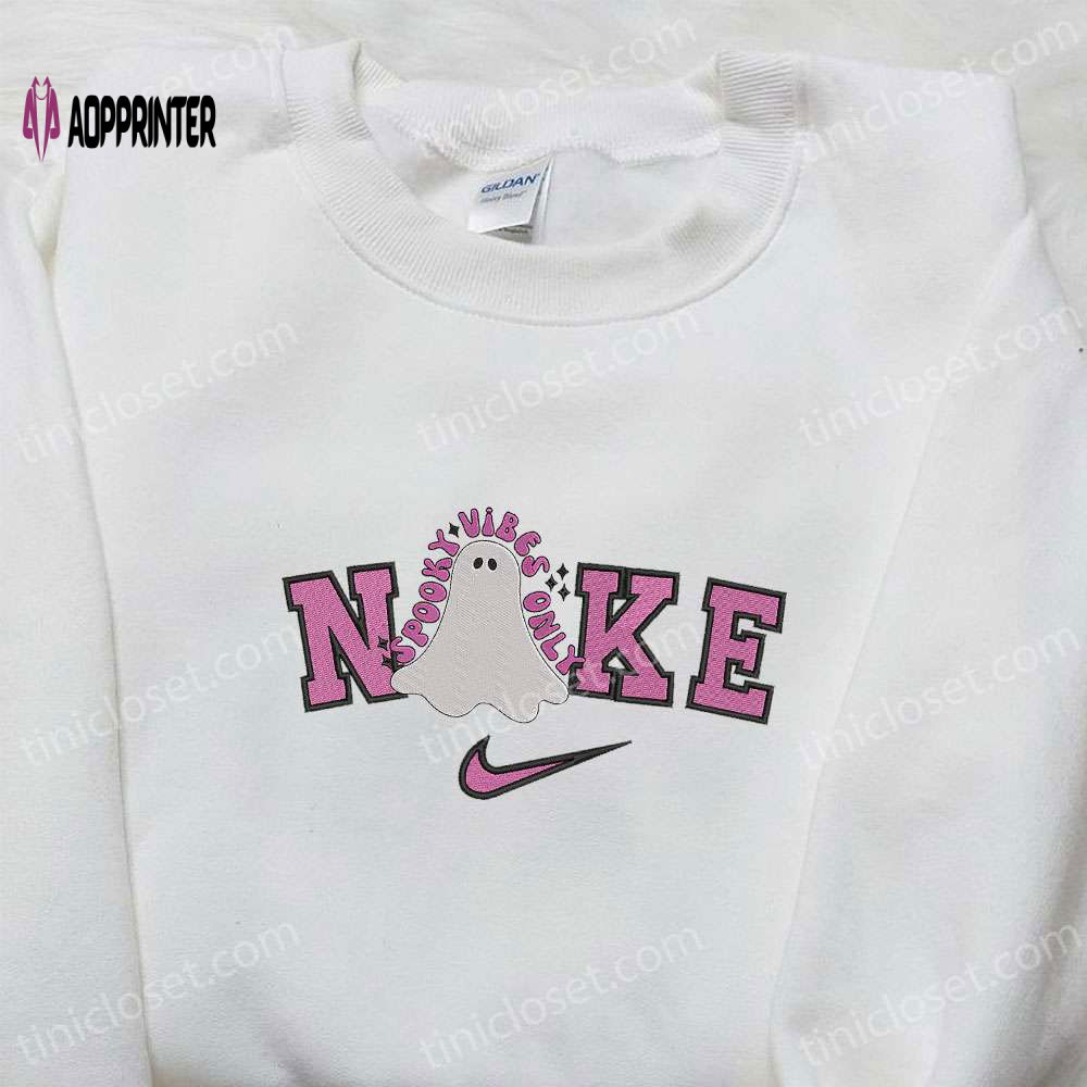 Nike x Spooky Vibes Ghost Embroidered Shirt & Hoodie: Adorable Halloween T-shirt Nike x Spooky Vibes Ghost Embroidered Shirt & Hoodie: Adorable Halloween T-shirt
