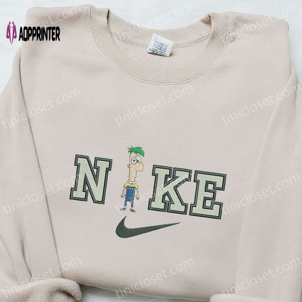 Phineas Flynn x Nike Embroidered Shirt & Sweatshirt: Cartoon Style Hoodie Phineas Flynn x Nike Embroidered Shirt & Sweatshirt: Cartoon Style Hoodie