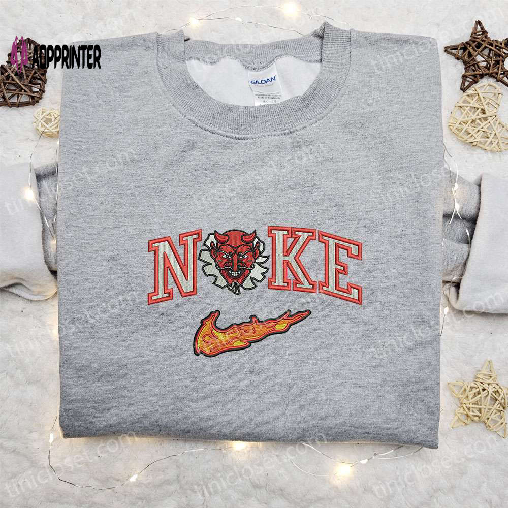 Red Devil x Nike Embroidered Hoodie & Shirt: Best Halloween Gift Ideas Red Devil x Nike Embroidered Hoodie & Shirt: Best Halloween Gift Ideas