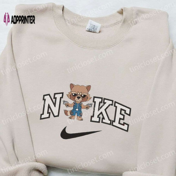 Rocket Raccoon x Nike Movie Embroidered Sweatshirt & Marvel Cinematic Universe T-shirt: Best Family Gift Ideas