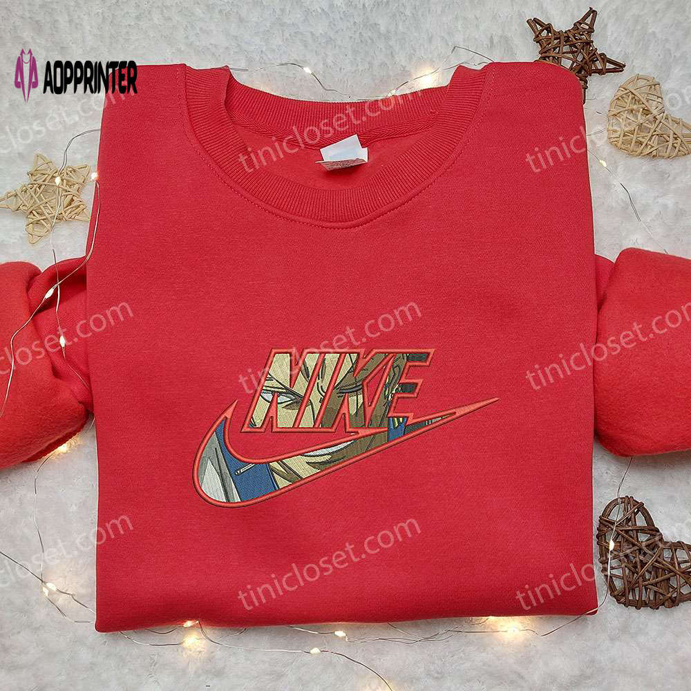 Roronoa Zoro x Nike Embroidered Hoodie & One Piece Shirt: Stylish Nike Inspired Embroidery Roronoa Zoro x Nike Embroidered Hoodie & One Piece Shirt: Stylish Nike Inspired Embroidery
