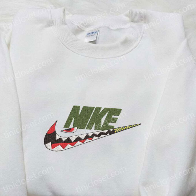 Shark Bathing Ape x Swoosh Embroidered Hoodie – Nike Inspired Custom Sweatshirt