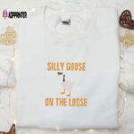 Get Cheeky with Silly Goose on the Loose Embroidered Shirt – Funny & Animal Motif